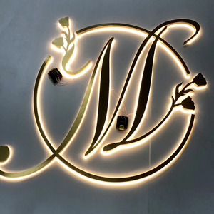 Cho lớn 3D ngoài trời dẫn đăng ký Mini Acrylic cạnh vàng Logo Backlit thư cho doanh nghiệp bán lẻ quảng cáo - Product Image 5