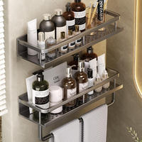 Porte-serviettes pliable sans perçage, accessoires de salle de bain, étagère murale de rangement, organisateur de douche robuste pour toilettes et salle de bain