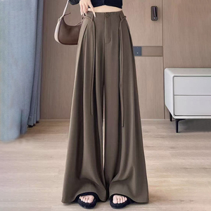 Pantalones Casuales de Oficina para Mujer, Anchos, de Cintura Alta, a Rayas y con Cordones, Estilo Sexy 2025 - Product Image 3