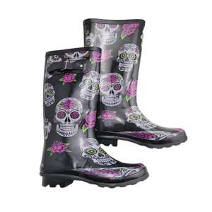 <span class=keywords><strong>Bottes</strong></span> <span class=keywords><strong>de</strong></span> <span class=keywords><strong>pluie</strong></span> en caoutchouc pour femme, nouveau Design <span class=keywords><strong>de</strong></span> mode Unique, imprimé crâne, Offre Spéciale - Product Image 4