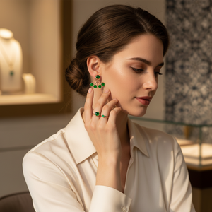 Ear Jackets With <b>Emerald</b> Earring Fine Jewelry For Woman Turkish Wholesale Handmade 925 Sterling Silver Jewelry - Product Image 3