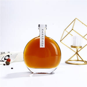 Botellas de Vidrio para Licores Vanjoin, Ron, Tequila, Rakija, <span class=keywords><strong>Mezcal</strong></span>, Forma Redonda Plana, 250 ml, 500 ml, Botella de Vidrio para Vodka <span class=keywords><strong>y</strong></span> Ginebra con Tapa de Corcho - Product Image 5