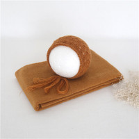 Ensemble de bonnet et d'écharpe en laine mohair pour nouveau-né, accessoire de photographie pour bébé, tenue de pose pour photographie de nourrisson, accessoire de studio