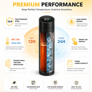 Borraccia Termica Intelligente Beeman da 500ml a Doppia Parete in Acciaio Inox con Display a LED della Temperatura - Product Image 3