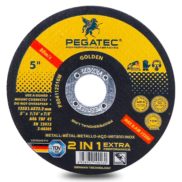 PEGATEC125mmフラットレジンチャイナステンレス鋼金属切削および研削ディスク