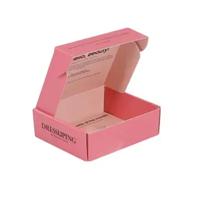 Scatole di spedizione d'imballaggio del cartone ondulato di logo nero di progettazione rosa per i vestiti delle donne