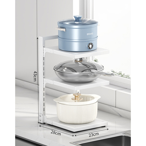 Support <span class=keywords><strong>mural</strong></span> de rangement pour pots creux en acier au carbone multicouche Accessoires de cuisine <span class=keywords><strong>Organisateur</strong></span> d'<span class=keywords><strong>évier</strong></span> avec organisation à trois niveaux - Product Image 5