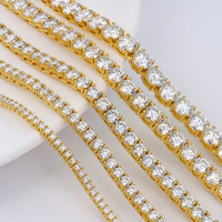 En gros 18K Plaqué Or 925 Argent 2-6mm Fine Jewelry Link Chain pour Tennis Mossanite Collier Or Jaune Matériel pour Cadeaux