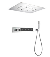 Ensemble de douche thermostatique 5 modes en laiton à grand débit d'eau avec jets corporels, effet pluie cascade pour plafond de salle de bain - Offre Spéciale
