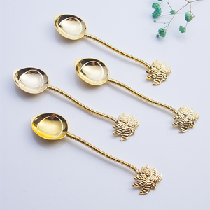 Cuillère vintage en forme de cocotier, alliage de zinc doré, cadeaux de mariage, cuillère à café en forme de <span class=keywords><strong>palmier</strong></span> - Product Image 4