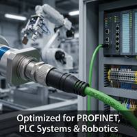 Kabel Ethernet Industri Profinet M12 D-Code 4-Pin RJ45 IP67 CAT5e Terproteksi Inti Tembaga AWG22 Selubung Hijau PUR Panjang Sesuai Pesanan