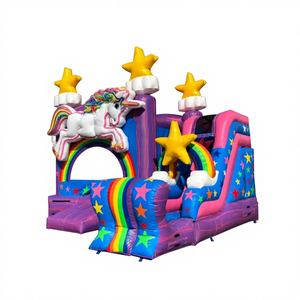 Castello Gonfiabile Unicorno Sogno Stellato con Piscina, Materiale PVC, Facile da Montare, Capacità 600-800kg per Feste Estive - Product Image 4