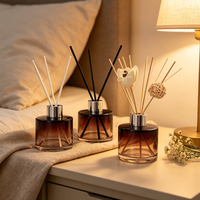 Bouteille diffuseur de parfum en verre brun dégradé, flacon rond vide pour diffuseur d'arômes, décoration parfumée pour la maison
