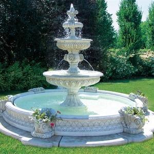 Giardino esterno decorativo <span class=keywords><strong>3</strong></span> livelli di marmo bianco fontana di acqua pietra cavallo fontana - Product Image 2