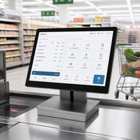 Sistema POS con Pantalla Táctil Capacitiva de 15.6 Pulgadas, Windows 11, Bluetooth 5.2/Wi-Fi 6, Resolución Full HD, Aleación de Aluminio Ultrafina para Restaurante, Intel