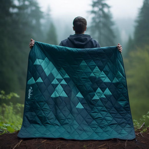 Camping <b>Blanket</b> Microfiber Waterproof Rectangular Outdoor Picnic Mat All Seasons <b>Blue</b> Pattern - Product Image 1
