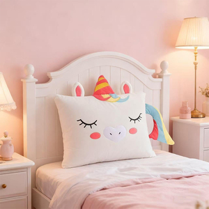 Federa per Cuscino in Peluche per Bambini, <span class=keywords><strong>Unicorno</strong></span> Bianco, Morbida Federa Animale per Letti e Pisolini, Camera da Letto, Casa, Regali di Natale - Product Image 1