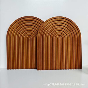Wooden Geometric Decorative Tray Abstract Minimalist Design Tabletop <b>Vase</b> Home Decor - Product Image 4