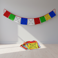 Drapeau tibétain bouddhiste Lungta en satin de nylon imprimé numériquement, anti-plis, 10x10 pouces, vente directe d'usine sur mesure