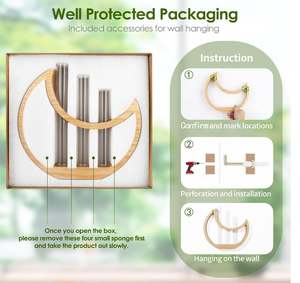 Support <span class=keywords><strong>de</strong></span> terrarium personnalisé pour plante, croissant <span class=keywords><strong>de</strong></span> <span class=keywords><strong>lune</strong></span>, pour intérieur, mur <span class=keywords><strong>en</strong></span> bois, vase à fleurs suspendu Boho avec tube à essai <span class=keywords><strong>en</strong></span> verre - Product Image 5