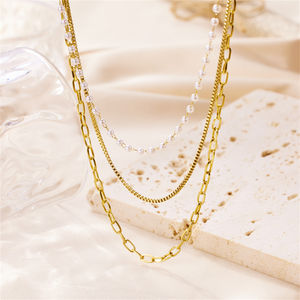 قلادة لؤلؤية صيفية مقاومة للماء سلسلة قلادة تصنعها بنفسك من سلسلة مجوهرات قلادة متعددة الطبقات - Product Image 5