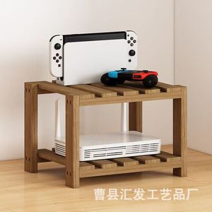Wooden <b>Router</b> Storage Rack 2 Tier Natural Color Standing Type For Home Office Use - Product Image 4