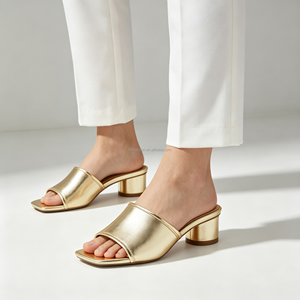 Sandalias Elegantes para Mujer con Plataforma Abierta y Tacón Cuadrado, Parte Superior de Cuero PU, Suela de Goma, Ligeras, Ideales para Fiestas Nocturnas - Product Image 3