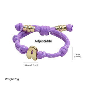 Custom <strong>Initial</strong> <strong>Bracelet</strong> <strong>with</strong> Large 26 Alphabet Brass Charm Braided Rope Trendy Style Jewelry for Women Men - Product Image 6