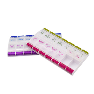 Boîte à pilules en plastique à 14 compartiments avec bouton poussoir, boîte à pilules de voyage, organisateur de pilules pour vitamines <span class=keywords><strong>hebdomadaire</strong></span> de 7 jours - Product Image 2