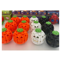 Nouveau et populaire : Balle anti-stress et spinner rotatif 3D imprimé, motif fantôme et citrouille d'Halloween, avec lumière LED, pour le soulagement de l'anxiété, jouet cadeau