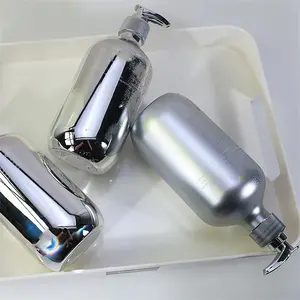 Lege Cosmetische Verpakking Vloeibare Zeep Lotion Shampoo Pomp Roestvrijstalen Metalen Fles Met Zichtbaar Venster 200Ml Ronde Vorm