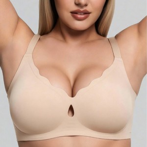 Soutien-gorge bralette sans couture tricoté grande taille, sans armatures, à couvrance complète, avec bretelles réglables, rembourrage amovible et fermeture à agrafes pour - Product Image 4