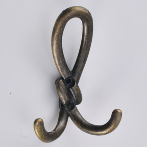 Zinc Alloy Wall Mounted Double Coat Hook Bronze <b>Rustic</b> Design For <b>Wardrobe</b> Entryway Bathroom Kitchen - Product Image 1