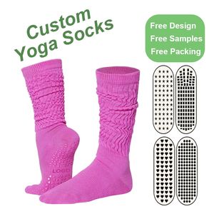 جوارب يوغا للنساء بتصميم مجاني وهزمي مخصص جوارب يوغا مضادة للانزلاق قبضة بيلاتيس جورب مخصص للياقة البدنية واليوجا - Product Image 1