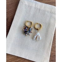 Pendientes Colgantes de Perlas de Agua Dulce Coloridas, Aros Irregulares Barrocos Chapados en Oro, Joyería Minimalista y Delicada para Bodas