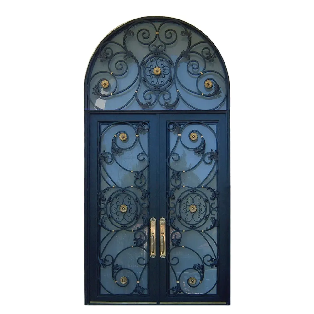Современные новейшие дизайны Обрезанные кованые железные двери индивидуального размера с вашим собственным узором