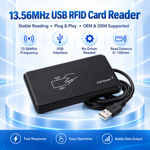 Lecteur de cartes RFID USB 13,56 MHz OEM ODM, lecteur de cartes IC de bureau pour les projets de contrôle d'accès et d'identification - Product Image 1