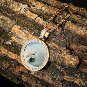 Medaglioni Fotografici Personalizzati <span class=keywords><strong>con</strong></span> Sublimazione, Ciondolo Geometrico <span class=keywords><strong>con</strong></span> Zirconi Cubici Creati in Laboratorio, <span class=keywords><strong>Collana</strong></span> <span class=keywords><strong>con</strong></span> Catena a Corda, Placcato <span class=keywords><strong>Oro</strong></span> in Ottone - Product Image 4