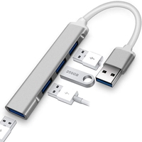 Adaptador Multipuerto USB 4 en 1 Portátil Justlink, Carcasa de Aleación de Aluminio, Hub USB 3.0 para Laptop y PC