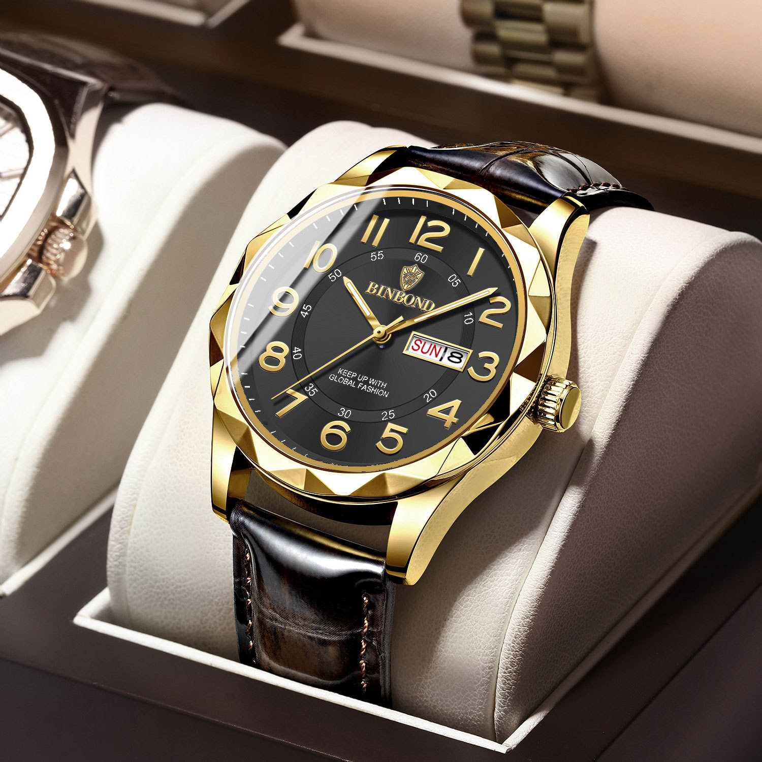 หนังสีน้ำตาล - ทองทั้งหมด - พื้นผิวสีดำ