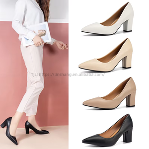 For Women on Hells PU Leather Upper Women Middle <b>Heel</b> Office Lady Wedge Shoes - Product Image 1