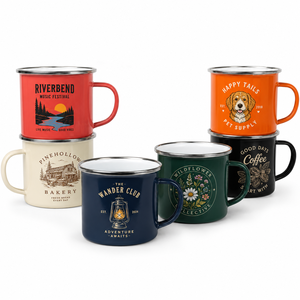 Tasses promotionnelles en émail personnalisées, tasses de camping en métal avec logo, articles de boisson personnalisés pour l'extérieur, cadeau - Product Image 5