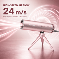 Sèche-cheveux rose pliable mains libres avec support trépied 1200W 110000 tr/min haute vitesse pour voyage et salon