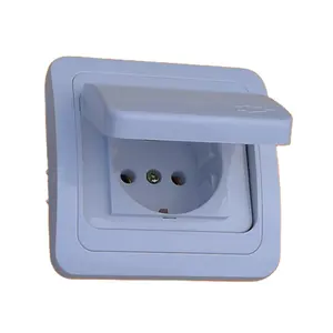 Europe style flush mounted waterproof wall socket outlet with earth (F2510)