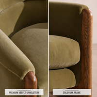 Fauteuil d'appoint moderne en velours Lichen, mobilier sur mesure de luxe pour salon.
