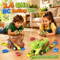EPT 12 Mini Coches Magnéticos Juego de Serpiente con Luz y Sonido, Deformación con un Toque, Control Remoto de 2.4 GHz, Juguete de Coche Dinosaurio