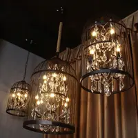 Retro industrielle Art Schmiedeeisen Lampe Restaurant Bar Bekleidungs geschäft kreative Vogelkäfig Kristall Kronleuchter