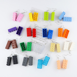 Bông Tai Acrylic Khối Xây Dựng Retro Harajuku Vui Nhộn Thiết Kế Hợp Thời Trang Cho Bé Gái Trang Sức Cá Tính Yêu Thích Bán Buôn - Product Image 1