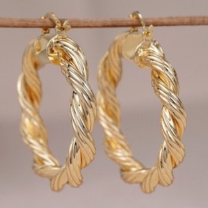 Orecchini a Cerchio a Spirale Intrecciata, Gioielli Eleganti e di Tendenza per Donna, Stile Moderno per Uso Quotidiano - Product Image 1