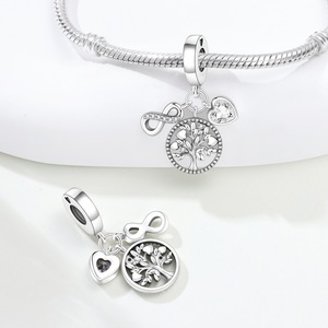 Ciondoli a <span class=keywords><strong>Cuore</strong></span> in Lega di Rame Placcato Argento con Zirconi 'Migliore Amico' - Perline Pendenti Amorevoli per Bracciali e Collane Personalizzate di Tendenza - Product Image 2
